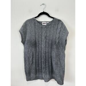 Country Surburban vintage hand knit sweater vest grey womens M